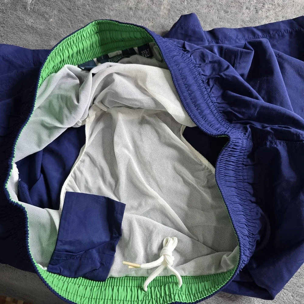 Polo Ralph Lauren Swim Trunks Mens 3XLT Navy Blue Green Pony Lined 6.5